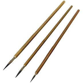 3Pcs Brown Chinese Art Painting Brush Set,Chinese Art Painting Brushes Weasel Hair Hookline Pen Art Drawing Brush Needs Watercolor Brush Supplies Painting S/M/L