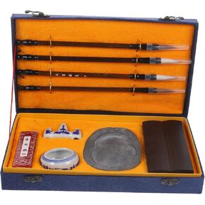 1 Set Calligraphy Painting Set Ink Stick Japan Japanese Sumi Supplies Caligraphy Kits Chinese Ink Stone Practicing Ink Brush Drawing Ink Suite Portable Wood Student