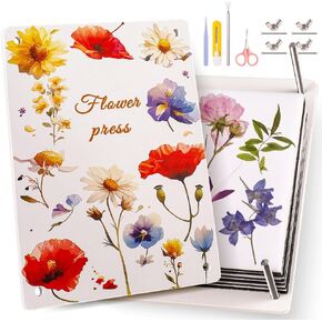 طقم مطبعة Wtisan Flower ، 6 طبقات 8.3 × 6.3 '' مجموعة الحفاظ على الزهور ، مجموعة ضغوط للزهور الخشبية للبالغين ، الزهور المضغوطة للنساء هدية ، حرف الحفاظ على باقة الزفاف DIY للبالغين