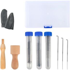 CATOPIA Felting Needle,Needle Felting Tools, Needle Felting Supplies, Needle Felting Kit with 3 Size 30Pcs Needles Felting Needles,Wooden Handle with 1 Needle and 8 Needles, Finger Cots