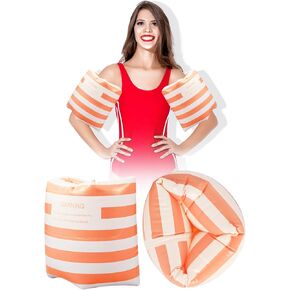 2 PCS ARM FLOATIES PVC فرقة ذراع النفخ في حوض سباحة مخططة تطفو الأكمام أذرع الذراع حلقات تعويم للبنات والبلاد الرياضة المائية.