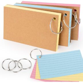 Colored Index Cards - 150 PCS Flash Cards with Rings 3 x 5 Inch Flashcards for Studying Prepunched Lined Notecards Study Supplies for School, College, Office, Home, Memory, To Do List, 3 Bright Colors