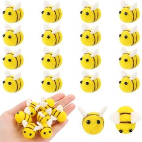 LIYDE 16 Pieces Felt Bees, Small Wool Bumble Bee Plush Decors DIY Wreath Bees Decoration for DIY Crafts Baby Shower Decorations Home Decor