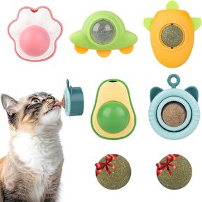 Cat Nip Ball Catnip Balls for Cat Nip Toys for Indoor Cats Catnip Balls That Stick On Wall 5 Piece(3 Catnip Balls, 2 Worm Gall Balls) with 2 Replacement Catnip Balls As Present