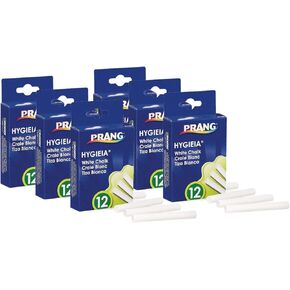 PRANG Hygieia Chalkboard Chalk, 3.25 x 0.375 Inch Sticks, White 12 Chalk (6)