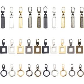 30Pcs Zipper Pull Replacement,3 Styles Zipper Pullers Detachable Zip Pull Tab Repair Metal Zipper Handle,Decorative Zipper Pulls,Zipper Head Handle Mend Repair Kit for Jacket Purse Backpack Handbags