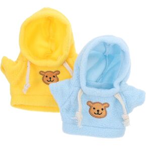 Abaodam 2pcs Small Plush Bear Costume Stuffed Animal Outfit Doll Hooded Sweater Clothes Tee Hoodie Cute Tiny Clothes DIY Toy for 20cm Bears