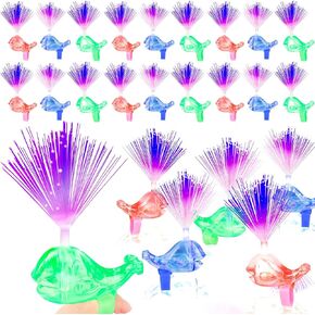 24 Pcs Kids Light Up Ring Bulk Toys Colorful Whale Flashing Rings Finger Toys for Birthday Party Favors Glow in The Dark Party Supplies Kids Prizes