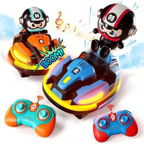 Remote Control Bumper Car Set of 2, RC Bumper Cars Ejecting for Kids Ages 6-12, Remote Control Car for Toddlers with Music & Light & Spray, Christmas Birthday Toys for Boys Girls