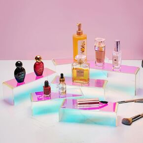 Iridescent Acrylic Display Risers, Handmade 10 Pcs Acrylic Display Stands, Rainbow Risers Display Stands, Acrylic Showcase Shelves Stands for Perfume Jewelry Purse Figure Collectibles Food Buffet