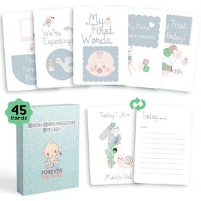 Baby Milestone Cards - Capture Every Precious Moment of Your Baby’s First Year and Monthly Milestones - Perfect for Use as Pregnancy Keepsakes, Nursery Decor, a Baby Shower, in Boy or Girl Gender Announcements and for Tracking Newborn Growth