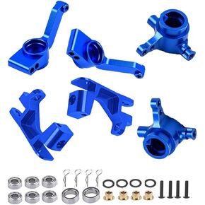 Upgrades Part for 1/10 Slash/Rustler/Stampede/Hoss 4x4 VXL 4wd,Alloy Caster Block,Steering Blocks,Rear Stub Axle Carriers w/4pcs Wheel Hex & Bearings,Navy Blue