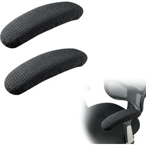 2 Pack Washable Office Chair Armrest Covers, Removable Elastic Office Chair Armrest Slipcovers, Office Seat Hand Rest Protector for Desk Chairs and Gaming Chair Arm (Black)