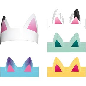24 Pcs Cat Dollhouse Party decorations Birthday Party Favors Doll Theme Cartoon Paper Headbands for Birthday Decorations