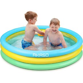 AKASO Kiddie Pools, 59'' x 13'', Inflatable Swimming Pools for Boys, Girls, Toddlers, Easy Set Up Inflatable Baby Ball Pit Pool for Ages 2+, Garden, Backyard, Outdoor Summer Water Party