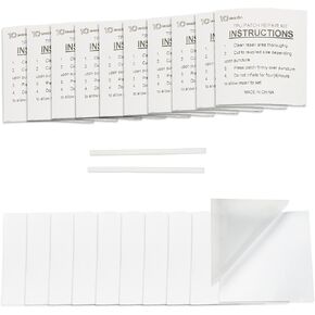 10Leccion 20 Pack of TPU Pool Patch Repair Kit for Air Mattress, Swimming Pool, Bounce House, Tent, Canvas, Canopy, Floats, Tubes Bed and Inflatable Toys with 2 Pieces Plastic Deflate Tubing