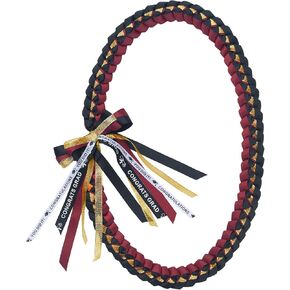 Graduation Leis, Class of 2025 Graduation Ribbon Lei, Handmade Graduation Ribbon Rope Necklace Leis, School College High School Graduation Congratulation Party Gifts (Burgundy and Black)