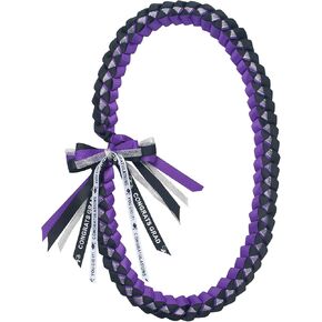 Graduation Leis, Class of 2025 Graduation Ribbon Lei, Handmade Graduation Ribbon Rope Necklace Leis, School College High School Graduation Congratulation Party Gifts (Purple and Black)