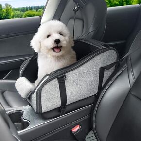 X-ZONE PET Dog Car Seat for Center Console Cat Seats for Small Dogs with Washable Cushion Safty Belts Portable Suitable for Pets Up to 9 Lbs