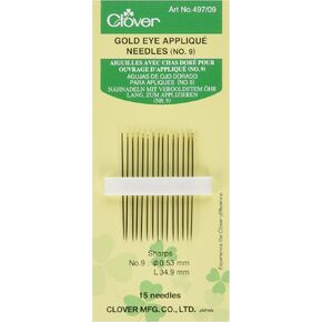 Clover Gold Eye Applique Needles - Size 9 15/Pkg