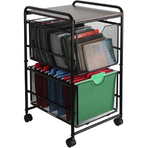 EasyPAG Rolling File Cart on Wheels with 4 Pull-out Storage Drawer Under Desk Mobile File Cabinet for Home Office, Black