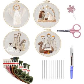 NMMUGOR Christmas Embroidery Kits for Adults, Christmas Embroidery Kits, Crossstitching Kits Adult,DIY Embroidery Kit for Decor Home Room,Christmas Cross Stitch Kits with Instruction & Accessories