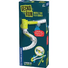 Gecko Run Marble Run Flex-Corner Expansion Pack by Thames & Kosmos – Extra Stunt for Vertical Marble Run Starter Set; Fast, No-Mess Setup with Residue-Free Nano-Adhesive Pads, Hours of Creative Play