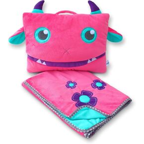 Cute Travel Pillow and Blanket Set - Portable Comfort Item for Children - Violet