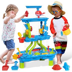 Deao Sand Water Fanse for Kids 3-5 ، Tier Sand Water Fander Beach Summer Toys Sandbox Table Table Outdoor Activity Play Play Play Flay ، ألعاب المياه الرملية للفناء الخلفي في الهواء الطلق للأطفال الفتيات