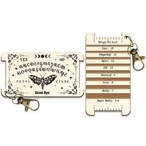 arricraft 1 Pc Moth Board Spinning Control Card, Occult Yarn WPI Guide Gauge with Clasp Wood Yarn Wrap Guide Board with Diz for Spinners Yarn Measuring Tools Crochet Accessories