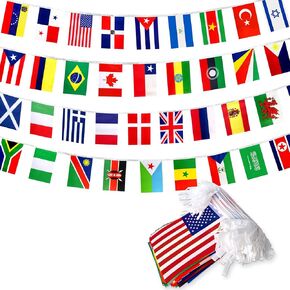 TSMD 226 Different Countries International Flags Banner String of The World All Countries Flags Small Mini National Bunting Flags,Decorations for Olympics,Grand Opening,Bar,School Office,Sports Events,International Festival,235 Feet