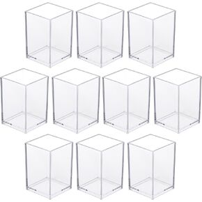 Makeup Brush Holder 10 PCS Clear Acrylic Pencil Pen Organizer Make Up Accessories Workspace Organizers Vanity Paint Brushes Cup Storage Bookmark Holders Containers Cups Desk Organizers