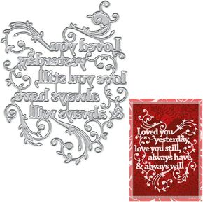 Valentines Metal Cutting Dies for Card Making, Lace Flowers Love Words Sentences Die Cuts Embossing Stencil Template Tool for Valentine's Day DIY Scrapbooking Paper Card Photo Album Craft Decoration