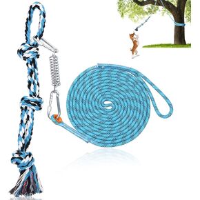 LOOBANI Dog Spring Pole Toy for Pitbull, Outdoor Durable Hanging Rope Tug Toys for Exercise & Muscle Building & Bite Training, Interactive Tug of War Game for Medium to Large Breeds Solo Play(Blue)