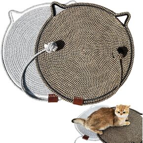 2-Pack Natural Cotton Rope Cat Scratching Pad, Large 19.6-Inch Cat Scratching Mat for Indoor Cats, Furniture Protector for Walls, Sofas, Couches & Carpets