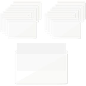 60 Sets 3x4inch Adhesive Plastic Pockets Sleeves with White Insert Cards Clear Adhesive Pocket Plastic Sleeves Adhesive Index Card Pocket Sleeves Adhesive Label Holder