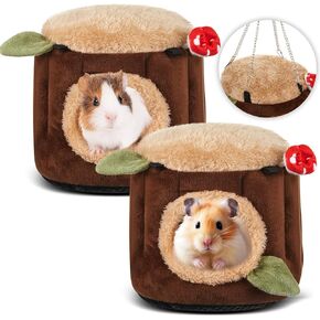 2 Pcs Ferret Cage Accessories Hamster Hammock Guinea Pig Hideout Stump Style Soft Washable Small Animal Bed Swing Rat Hammock for Mini Small Animal Ferrets Rats Chinchilla Sugar Gliders