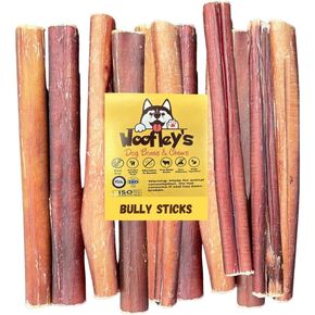 Woofley's 6" Mixed Thickness Buffalo Bully Sticks - (8 oz) -Bully Sticks for Dogs - Long Lasting Bully Stick Dog Chews