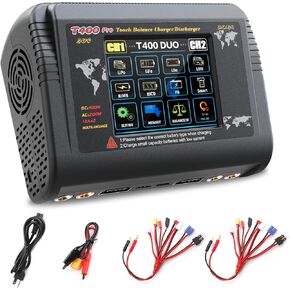 Lipo Charger Dual RC Battery Charger Discharger AC200W DC400W 12A 1-6S Touch Screen Fast Balance Charger for RC Li-ion Life NiCd NiMH LiHV PB Smart Batteries