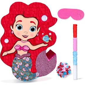 Mermaid Pinata - عصا Piñata وعصاباتها للبنات ، وزينة أعياد الميلاد والألعاب ، وفضلات الحفلات مع حشوات ، تحت إمدادات موضوع البحر مع حشو ، Fiesta Pinatas
