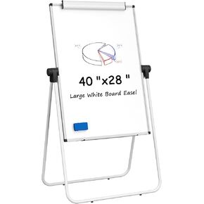 MaxGear Large White Board Easel Stand, 40" x 28" Double Sided Dry Erase Board with Stand, Height Adjustable and 360 Degree Rotation Classroom Easel for School, Home & Office Flip Chart Stand