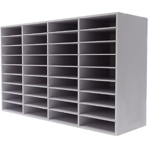 Gdrasuya10 36 Slots Wooden Literature Organizer File Sorter Literature Organizer Stackable Mail Craft Paper File Holder Mailbox Organization Shelves for Office, Classrooms and School, White
