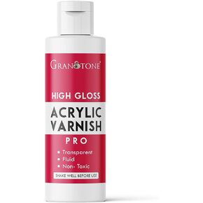 GRANOTONE Acrylic Artist's Varnish | Non-Yellowing | Non-Toxic | Anti-Crazing | High Gloss Finish | Suitable for Pro Artists, Hobby Painters & Kids | Made in India | 100 ML