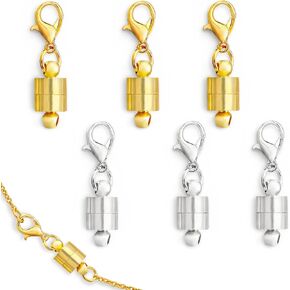 6Pcs Magnetic Necklace Clasps and Closures with Lobster Clasp, 14K Gold and Silver Bracelet Clasps and Closures for Jewelry Marking, Magnetic Jewelry Clasps for Necklace