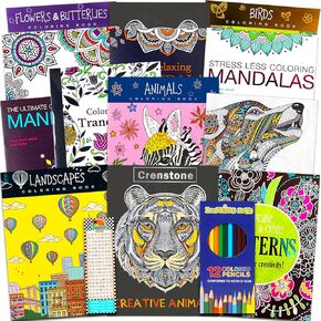 14 Pack Adult Coloring Book Super Set - Mandala Coloring Book for Adults Stress Relief Bundle with 14 Adult Coloring Books for Women, Men Featuring Mandalas and More | Advanced Coloring Books Bulk