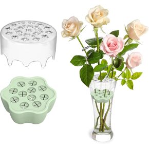 Spiral Ikebana Stem Holder 2PCS, Spiral Stem Holder for Flowers, Silicone Flower Arrangement Holder Spiral DIY Bouquet Twister Floral Grid for Vase, Flower Frog Stem Holders, Clear and Green