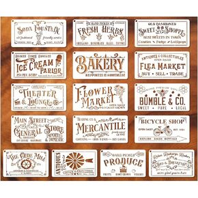 Farmhouse Stencils for Painting on Wood Kitchen Paint Stencils Flower Farm Vintage Sign Craft Stencils for Wood Burning Projects Reusable Wall Fabric Canvas (16 Farmhouse)
