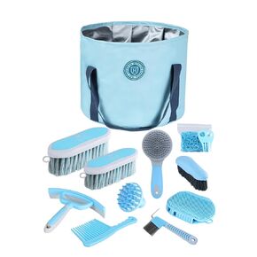Harrison Howard Horse Grooming Kit 9-Piece Equine Care Series Horse Brush Sets with Organizer Tote Bag Pink