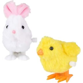 The Dreidel Company Easter Bunny & Chick Wind Up Toys for Kids Variety Pack, Birthday Party Favors, Novelty and Gag Gifts, 3" Inches (2-Pack)