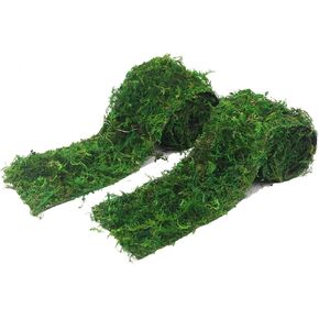 ACRYCS 2 Pcs Moss Roll Moss Table Runner Dried Moss Mat for Crafts 4" x 39" Green Moss Roll for Fairy Garden Wedding Woodland Preserved Moss Mat for Table Decoration Moss Carpet for Wall 10x100 cm